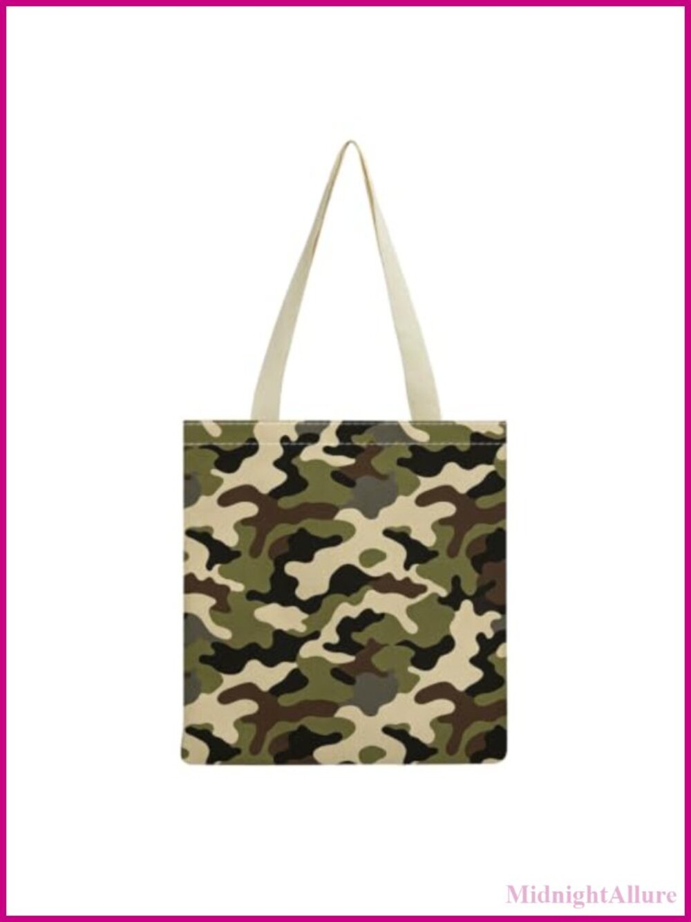Military Camo Tote Bag Reusable Shoulder Shopper Polyester